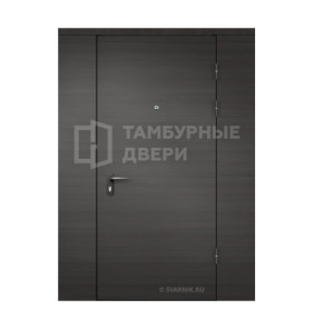 Дверь входная с порошковым напылением и с внутренней перегородкой винорит — МДФ (черная модель) ТД-58